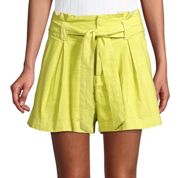 Free People Pants - Free People Everywhere You Go Cotton Neon High Waist Paper Bag Shorts - size 0